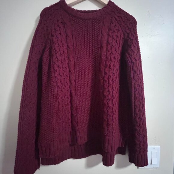 Theory Burgundy Cable Knit Sweater- Excellent Condition (side medium) - Picture 1 of 3